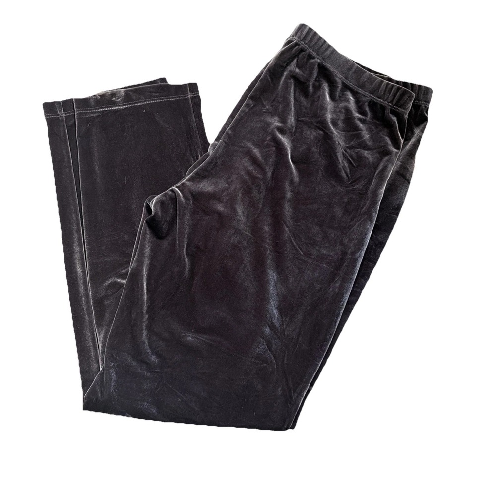 Chicos 2 Travelers Pull On Velvet Velour Pants Womens Size Brown Gray Stretch L - Picture 1 of 6